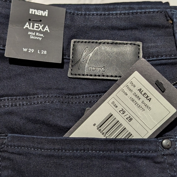Mavi Alexa Mid- Rise Skinny Jeans In Dark Shanti Size 29/28 - Picture 4 of 12